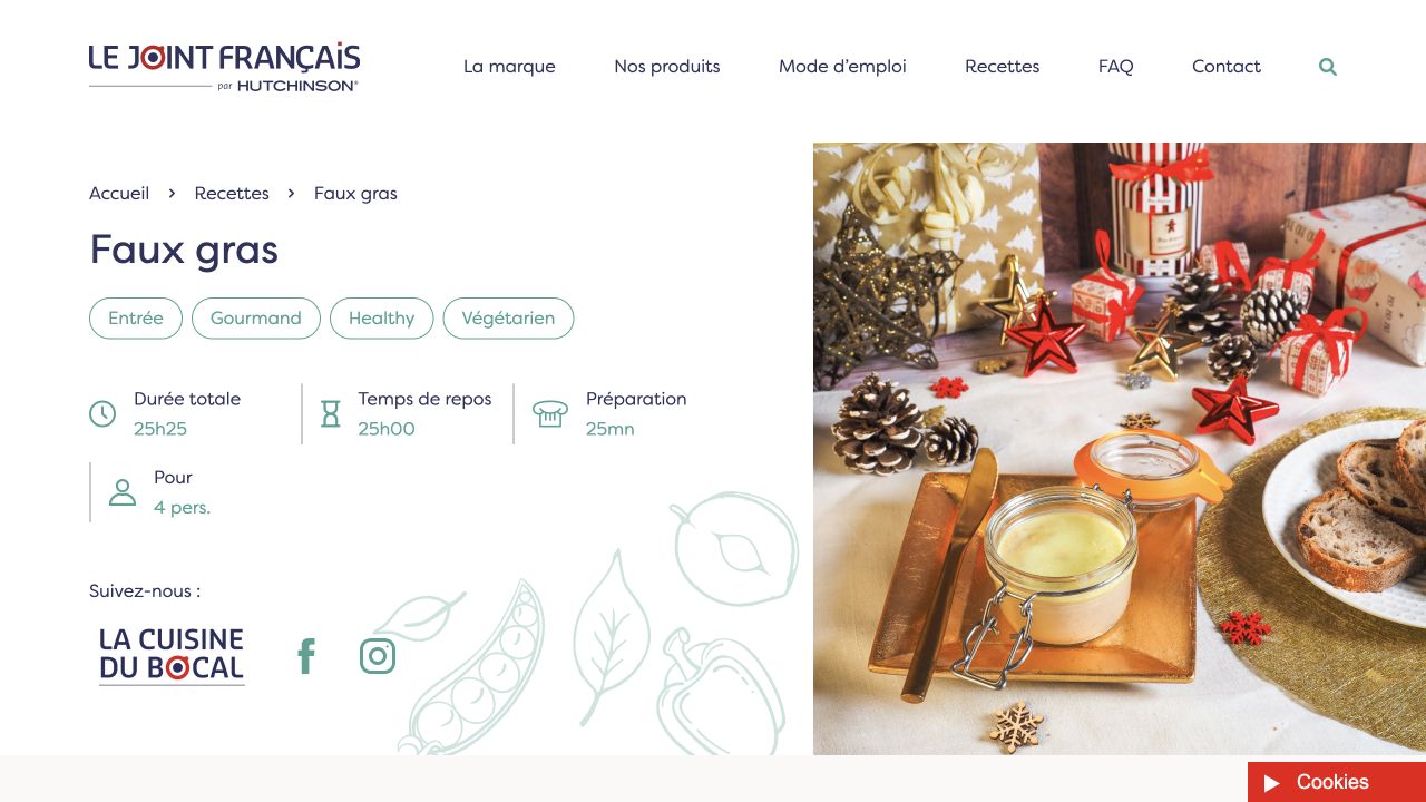 Capture de la recette publiée : Faux gras