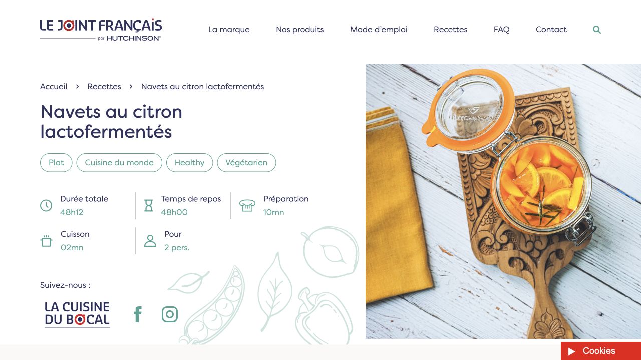 Capture de la recette publiée : Navets au citron lactofermentés
