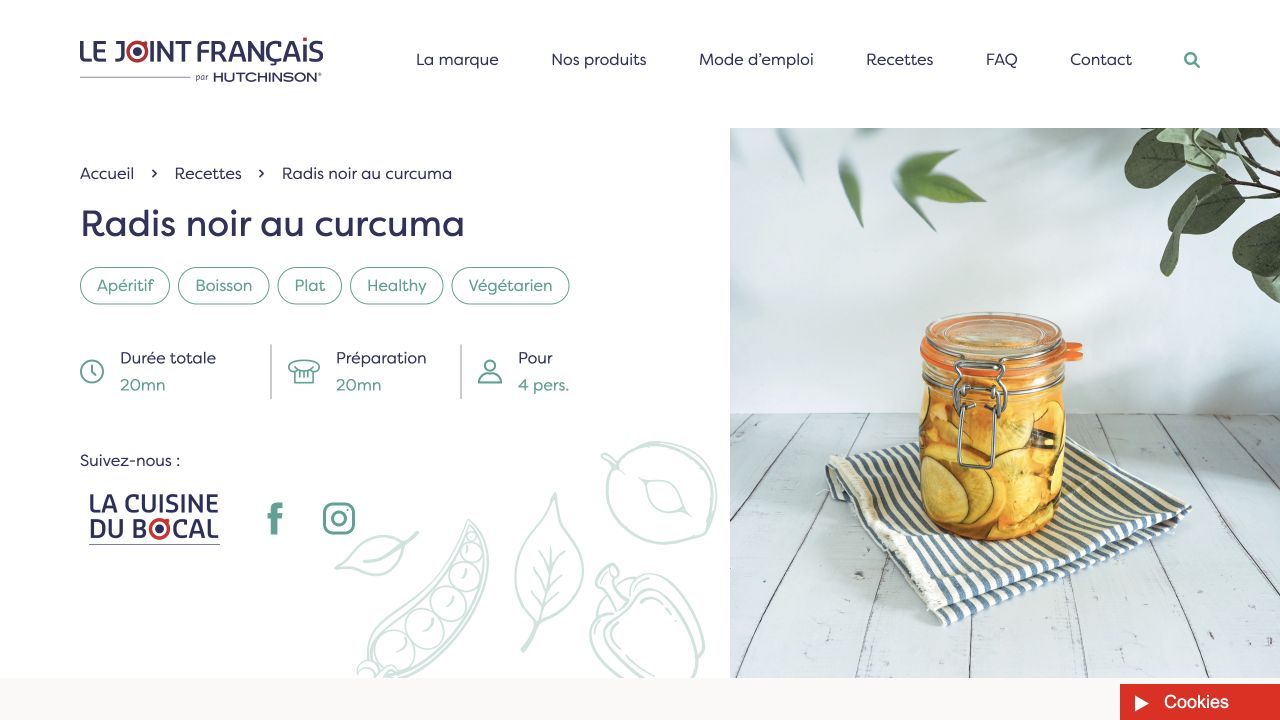 Capture de la recette publiée : Radis noir au curcuma