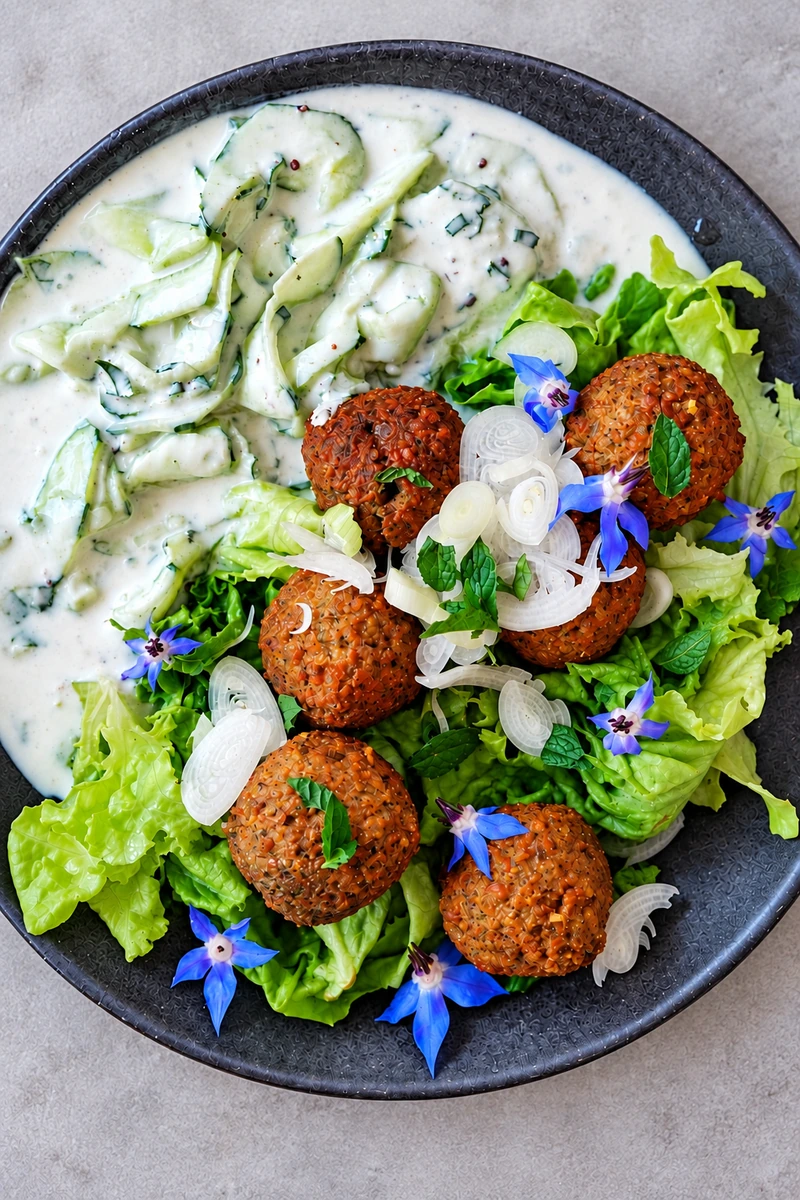 Falafels et tzatziki fleuri